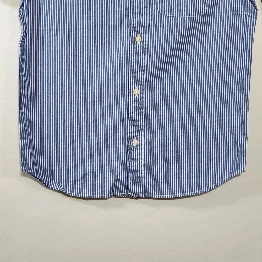 Gap Boys Size 10 Oxford Blue Strip Short Sleeve Collard Button Down Pocket Shirt